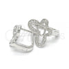 Sterling Silver Huggie Hoop, Butterfly and Heart Design, with White Micro Pave, Polished, Rhodium Finish, 02.175.0194.11