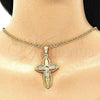 Oro Laminado Religious Pendant, Gold Filled Style Crucifix Design, Polished, Golden Finish, 05.351.0182
