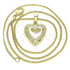 Oro Laminado Pendant Necklace, Gold Filled Style Heart Design, Polished, Golden Finish, 04.117.0013.20