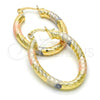 Oro Laminado Small Hoop, Gold Filled Style Hollow Design, Diamond Cutting Finish, Tricolor, 02.170.0068.1.25