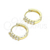 Oro Laminado Huggie Hoop, Gold Filled Style with White Cubic Zirconia, Polished, Golden Finish, 02.210.0604.12