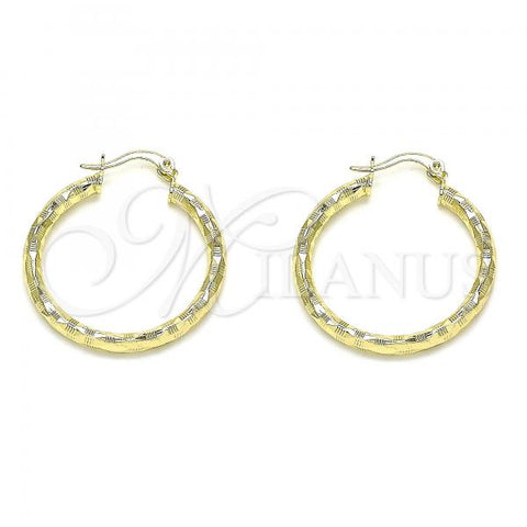 Oro Laminado Medium Hoop, Gold Filled Style Diamond Cutting Finish, Golden Finish, 02.213.0251.1.30