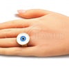 Oro Laminado Elegant Ring, Gold Filled Style Evil Eye Design, White Enamel Finish, Golden Finish, 01.313.0004 (One size fits all)