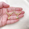 Oro Laminado Medium Hoop, Gold Filled Style Heart Design, Polished, Golden Finish, 02.170.0432.30
