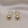 Oro Laminado Dangle Earring, Gold Filled Style Ball Design, Polished, Golden Finish, 02.196.0122