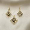 Oro Laminado Earring and Pendant Adult Set, Gold Filled Style with Cubic Zirconia, Golden Finish, 5.056.005