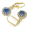 Oro Laminado Dangle Earring, Gold Filled Style with Light Sapphire and White Crystal, Polished, Golden Finish, 02.122.0113.3