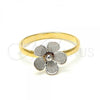 Oro Laminado Baby Ring, Gold Filled Style Flower Design, Polished, Tricolor, 01.21.0008.1.05 (Size 5)