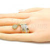 Oro Laminado Elegant Ring, Gold Filled Style Semanario and San Judas Design, Diamond Cutting Finish, Tricolor, 01.253.0037.08 (Size 8)