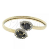 Oro Laminado Individual Bangle, Gold Filled Style Teardrop Design, with Black and White Cubic Zirconia, Polished, Golden Finish, 5.231.015 (05 MM Thickness, One size fits all)