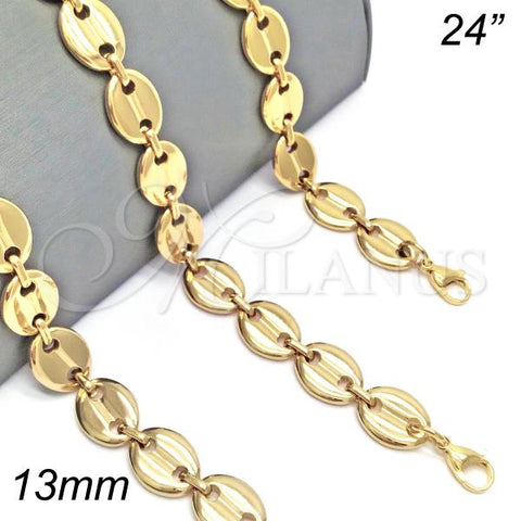 Oro Laminado Basic Necklace, Gold Filled Style Chunky Design, Polished, Golden Finish, 04.116.0063.24