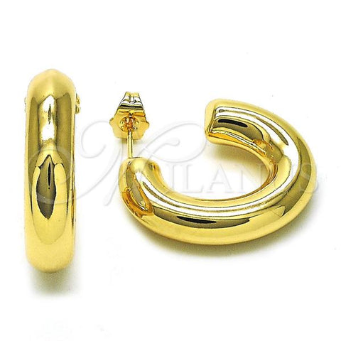 Oro Laminado Small Hoop, Gold Filled Style Hollow Design, Polished, Golden Finish, 02.163.0311.25