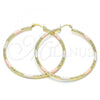 Oro Laminado Large Hoop, Gold Filled Style Diamond Cutting Finish, Tricolor, 02.213.0247.60