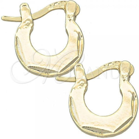 Oro Laminado Children Hoop, Gold Filled Style Diamond Cutting Finish, Golden Finish, 5.159.068.2