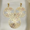 Oro Laminado Earring and Pendant Adult Set, Gold Filled Style Tricolor, 5.045.001
