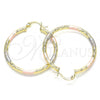 Oro Laminado Medium Hoop, Gold Filled Style Diamond Cutting Finish, Tricolor, 02.213.0245.40