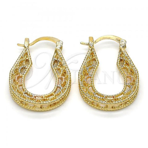 Oro Laminado Small Hoop, Gold Filled Style Polished, Tricolor, 02.102.0029.20