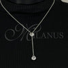 Sterling Silver Fancy Necklace, Star and Rolo Design, with White Cubic Zirconia, Polished, Silver Finish, 04.401.0018.18