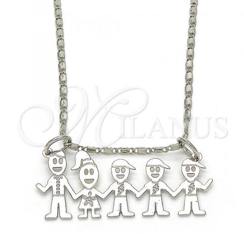 Rhodium Plated Pendant Necklace, Little Boy Design, Polished, Rhodium Finish, 04.106.0015.1.20