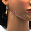 Oro Laminado Medium Hoop, Gold Filled Style Teardrop and Hollow Design, Diamond Cutting Finish, Tricolor, 02.170.0061.1.30