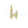 Oro Laminado Fancy Pendant, Gold Filled Style Initials Design, with White Cubic Zirconia, Polished, Golden Finish, 05.341.0028
