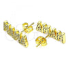 Oro Laminado Stud Earring, Gold Filled Style Mom Design, with White Micro Pave, Polished, Golden Finish, 02.341.0071