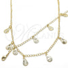 Oro Laminado Necklace and Bracelet, Gold Filled Style Teardrop Design, Polished, Golden Finish, 06.63.0205