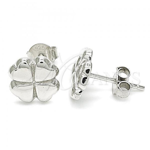 Sterling Silver Stud Earring, Four-leaf Clover Design, Polished,, 02.369.0027