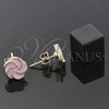 Oro Laminado Stud Earring, Gold Filled Style Flower Design, Pink Enamel Finish, Golden Finish, 02.64.0341 *PROMO*