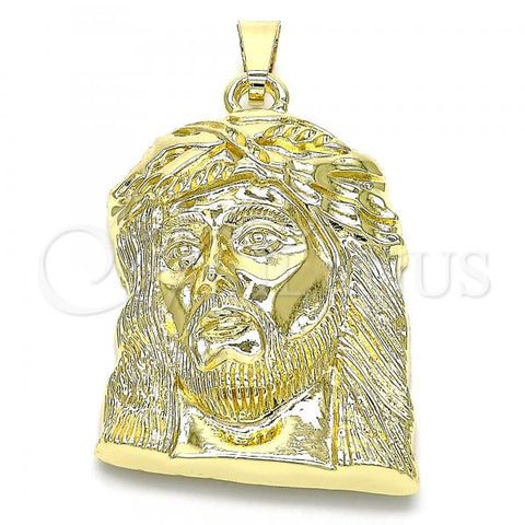 Oro Laminado Religious Pendant, Gold Filled Style Jesus Design, Polished, Golden Finish, 05.253.0121