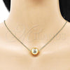Oro Laminado Pendant Necklace, Gold Filled Style Chunky and Rolo Design, Polished, Golden Finish, 04.213.0304.18