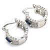 Rhodium Plated Small Hoop, with Sapphire Blue and White Cubic Zirconia, Polished, Rhodium Finish, 02.210.0302.7.20
