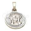 Oro Laminado Religious Pendant, Gold Filled Style Jesus Design, Diamond Cutting Finish, Tricolor, 05.163.0034.1