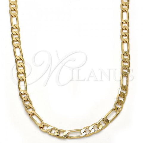 Gold Tone Basic Necklace, Figaro Design, Polished, Golden Finish, 04.242.0016.24GT
