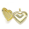 Oro Laminado Locket Pendant, Gold Filled Style Heart Design, Polished, Golden Finish, 05.117.0026