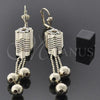 Oro Laminado Long Earring, Gold Filled Style Ball Design, with  Cubic Zirconia, Golden Finish, 02.63.1284