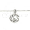 Sterling Silver Fancy Pendant, Swan Design, with White Micro Pave, Polished, Rhodium Finish, 05.336.0016