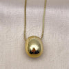 Oro Laminado Pendant Necklace, Gold Filled Style Ball and Box Design, Polished, Golden Finish, 04.213.0314.18
