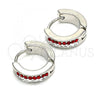 Stainless Steel Huggie Hoop, with Garnet and White Crystal, Polished, Steel Finish, 02.230.0072.1.12