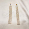 Oro Laminado Long Earring, Gold Filled Style with White Crystal and White Cubic Zirconia, Polished, Golden Finish, 02.268.0105