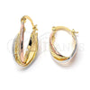 Oro Laminado Medium Hoop, Gold Filled Style and Flower Tricolor, 5.156.013