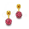 Stainless Steel Stud Earring, Ball Design, with Ruby Crystal, Polished, Golden Finish, 02.271.0010.1