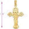 Oro Laminado Religious Pendant, Gold Filled Style Buffalo Design, Golden Finish, 5.189.027