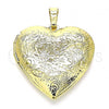 Oro Laminado Locket Pendant, Gold Filled Style Heart Design, Polished, Golden Finish, 05.117.0024