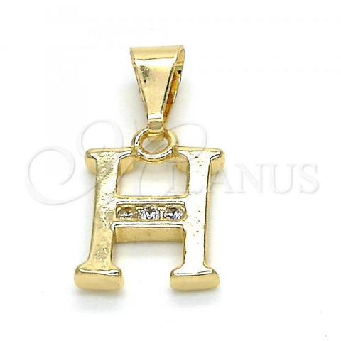 Oro Laminado Fancy Pendant, Gold Filled Style Initials Design, with White Cubic Zirconia, Polished, Golden Finish, 05.26.0020
