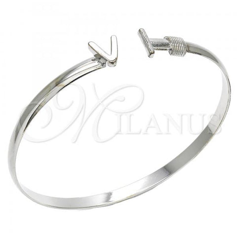 Rhodium Plated Individual Bangle, Polished, Rhodium Finish, 07.185.0017.1.06 (05 MM Thickness, One size fits all)