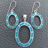 Sterling Silver Earring and Pendant Adult Set, with Bermuda Blue Opal, Polished, Silver Finish, 10.391.0007