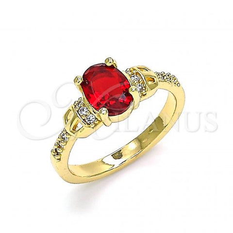 Oro Laminado Multi Stone Ring, Gold Filled Style with Garnet and White Cubic Zirconia, Polished, Golden Finish, 01.284.0051.06
