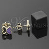 Oro Laminado Stud Earring, Gold Filled Style Heart Design, Enamel Finish, Golden Finish, 02.64.0390 *PROMO*