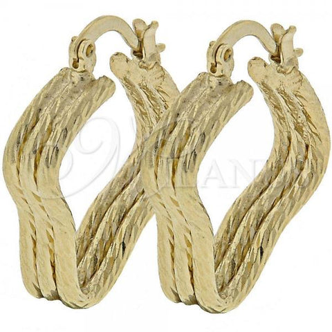 Oro Laminado Small Hoop, Gold Filled Style Tree Design, Diamond Cutting Finish, Golden Finish, 5.156.036